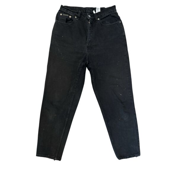 Vintage 1990’s Women’s Calvin Klein Jeans Made In USA Sz 8p Black Paint Thrashed - Picture 1 of 12